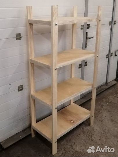 Стеллаж 4 полки дерево 75х150х30 разборный