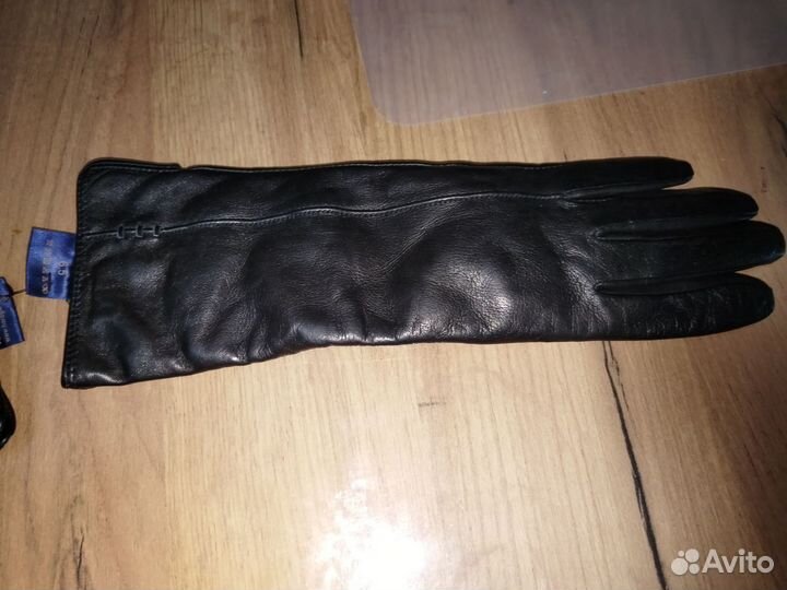 Перчатки женские длинные кожаные