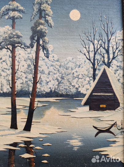 Картина маслом пейзаж в красивой раме