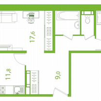 2-к. квартира, 62,3 м², 13/17 эт.