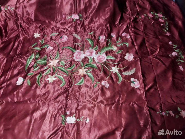 Покрывало, китайский шёлк с вышивкой, СССР