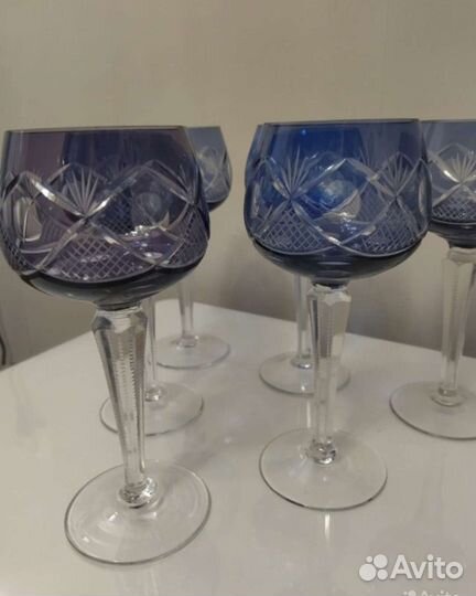 Бокалы фужеры хрусталь цветной СССР 6шт