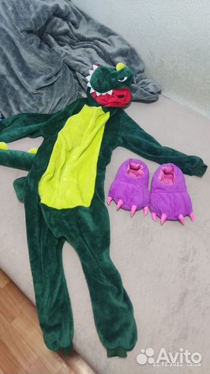 Пижама костюм кигуруми зелёный дракон