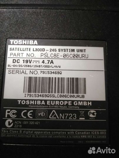 Toshiba L300D 245 на запчасти