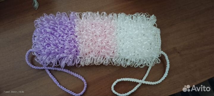 Мочалка ручной работы в двойную нить