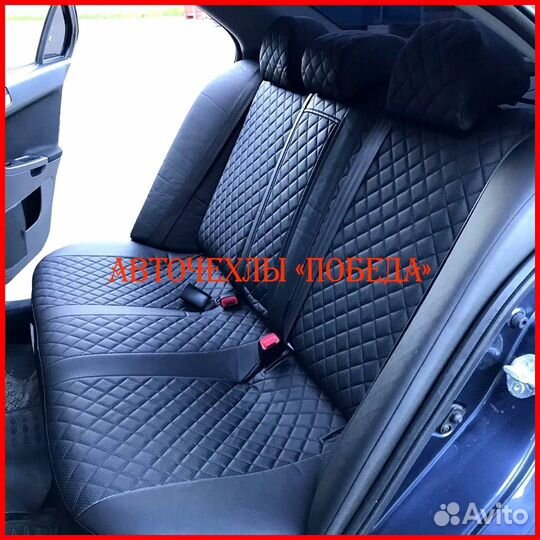 Чехлы Mitsubishi Lancer 10 2 из экокожи чёрные Ром