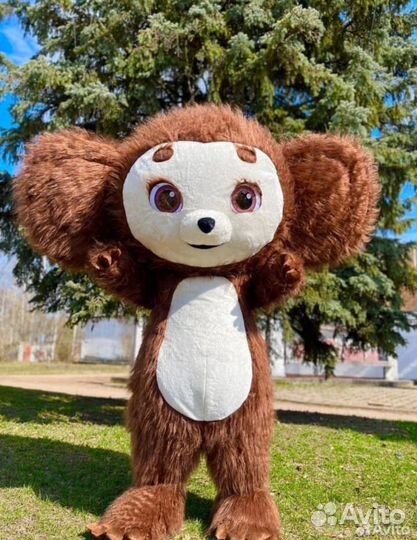 Мишка белый ростовая кукла и чебурашка