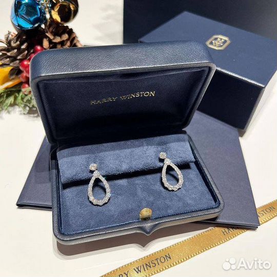 Золотые серьги Harry Winston 6.8 гр 2.2 ct