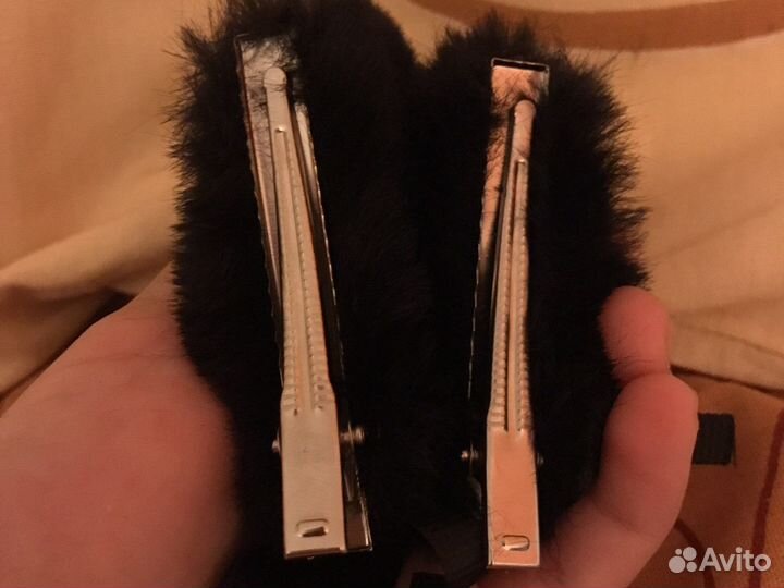 Кошачьи ушки на заколках черные