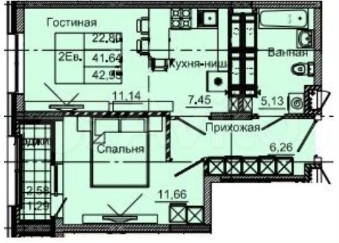 2-к. квартира, 43 м², 25/25 эт.