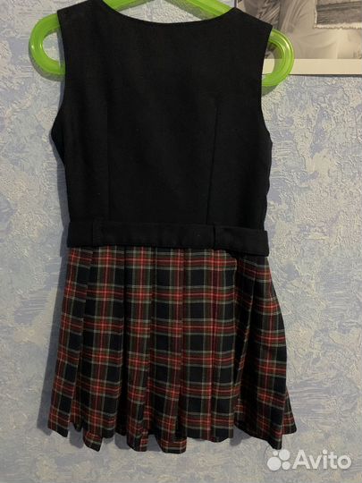 Сарафан школьный в клетку синий, юбка в клетку