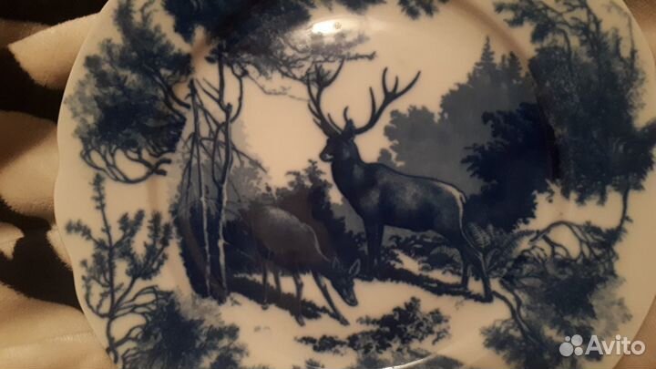 Тарелка Олени Дулево настенная СССР