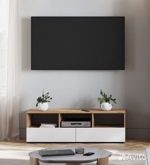 Тумба тв белая/дуб крафт золото Хелен тб 02