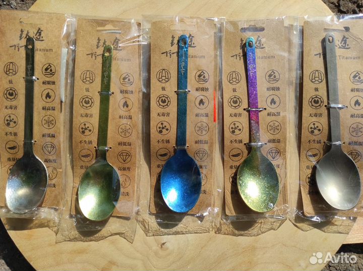 Титановая туристическая ложка, вилка, нож набор