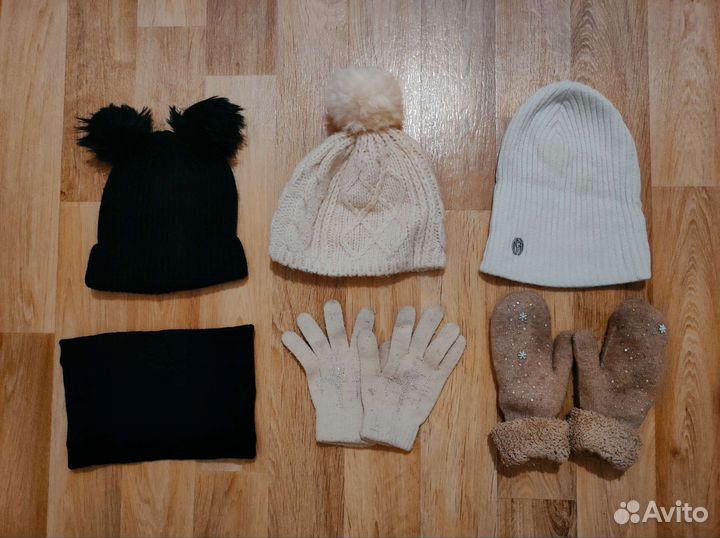 Шапка женская/перчатки/снуд комплект
