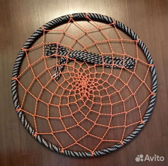 Качели гнездо 90 см с оранжевой сеткой