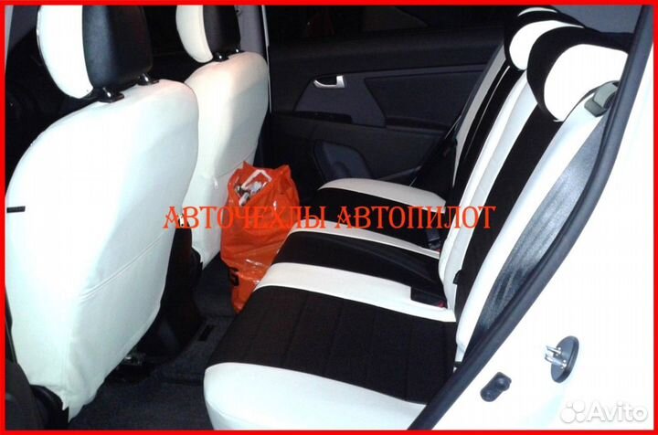 Чехлы Автопилот Kia Sportage 3 из экокожи бел-чёр