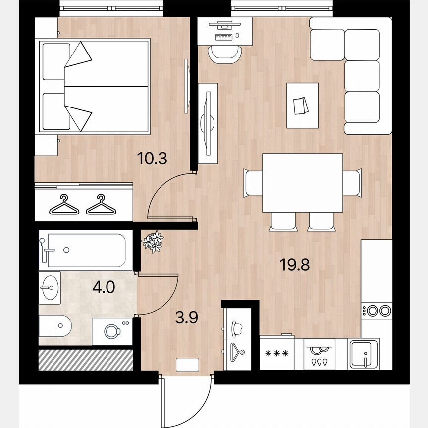 1-к. квартира, 38 м², 9/13 эт.
