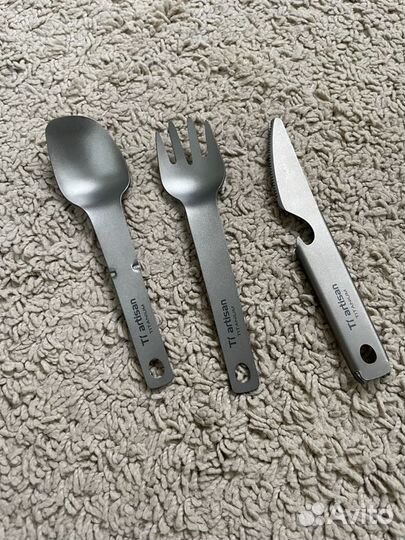 Набор титановый: ложка вилка нож Ti artisan