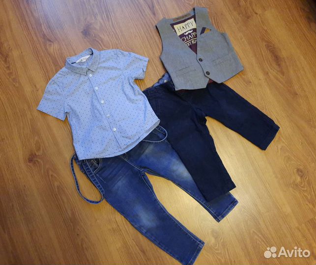 Джинсы Zara, HM, рубашка HM, жилет Next 98 и 86