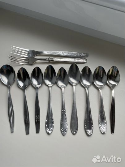 Вилки, ножи, ложки чайные и столовые СССР