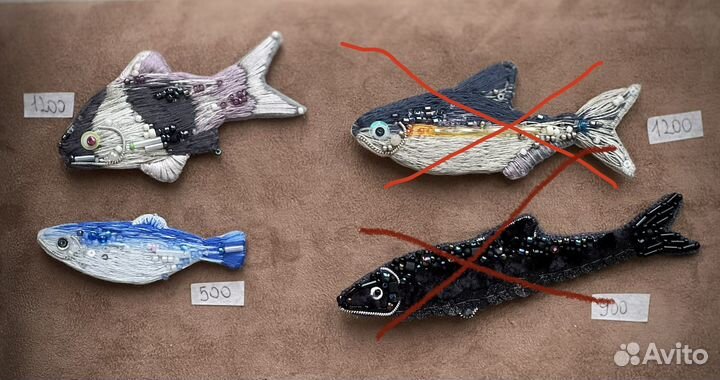 Брошь из бисера рыбки