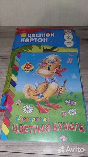 Цветной картон и бумага, остатки пластелина