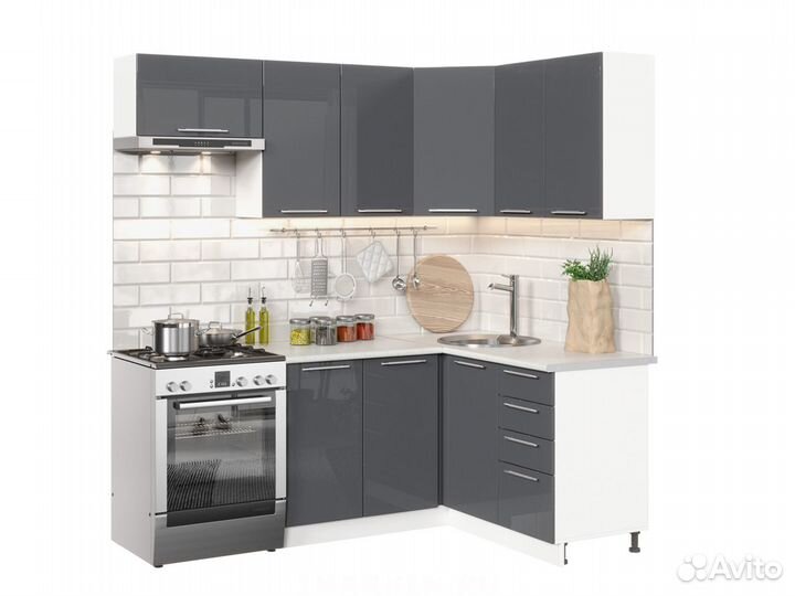 Кухня Олива Модульная кухня, Глянец дым