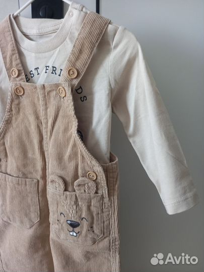 Вельветовый полукомбинезон для малыша 80 размер