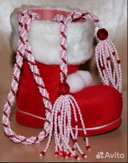 Лариат-Колье-Жгут-Пояс бисер на кистях с бусинками