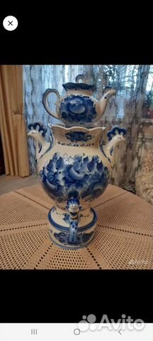 Гжельский фарфор самовар