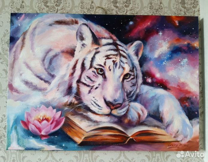 Картина с тигром маслом на холсте 