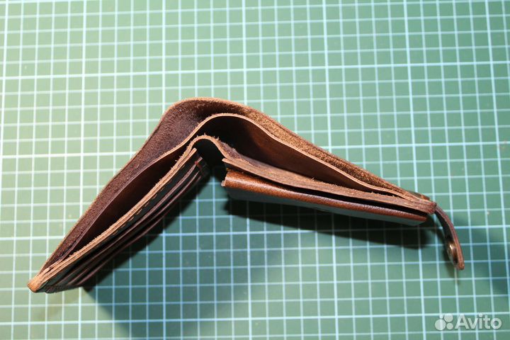 Кошелек мужской кожаный ручной работы с монетницей