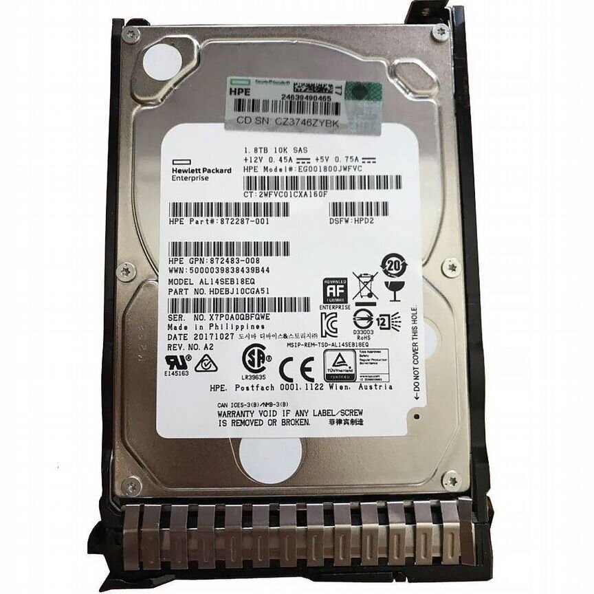 [872287-001] Жесткий Диск Hp Eg001800jwfvc 1,8tb Sas 2,5" Hdd 872287-001