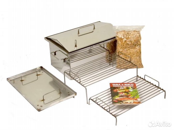 Коптильня нержавеющая сталь 2 мм. 500х300х300 с ги