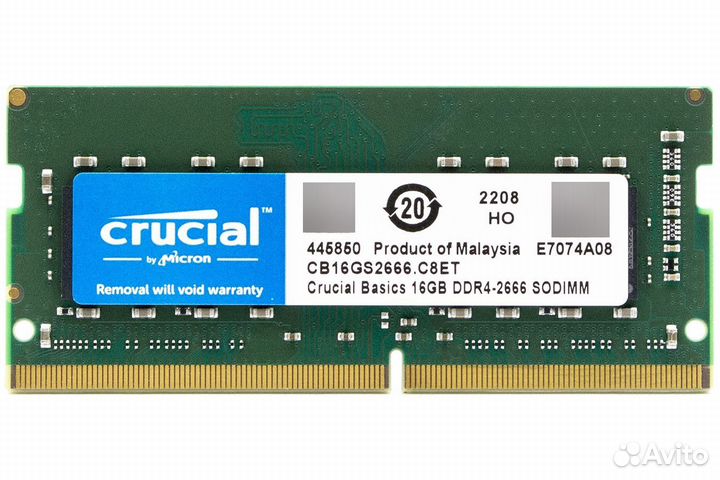 Новый sodimm DDR4 16GB PC21300 2666 мгц Crucial