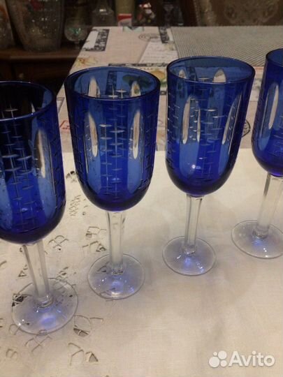 Штоф с рюмками кобальт