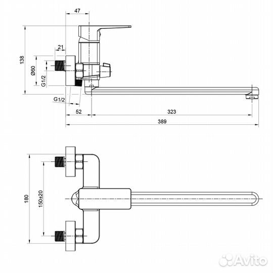 Смеситель для ванны WesnaArt narcis NAR06-320-252