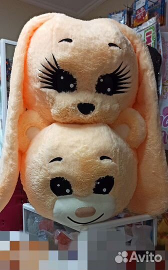 Ростовая кукла 2 в 1 Зайка + Мишка пушистые