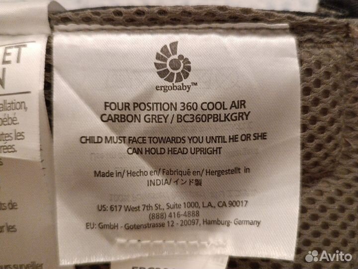 Эргорюкзак Ergobaby 360 Cool Air Carbon Grey
