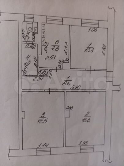 Комната 26 м² в 3-к., 1/2 эт.