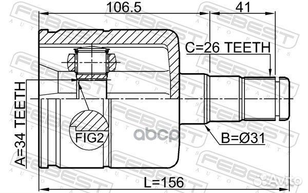 Шрус внутренний левый 34x31x26 2311tatlh Febest