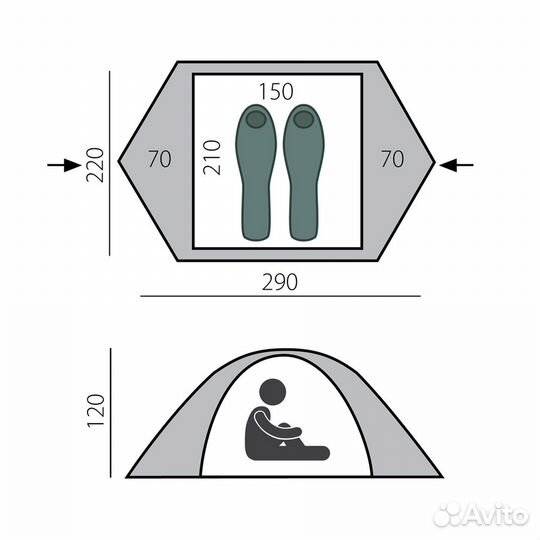 Палатка BTrace Solid 2+ (Зеленый)