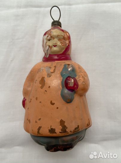 Ёлочная игрушка СССР девочка с куклой
