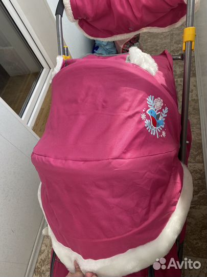 Детские санки на колесах nika розовые