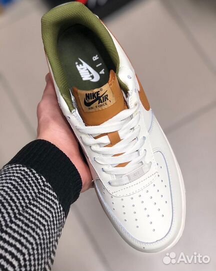 Nike Air Force 1 white/green/brown