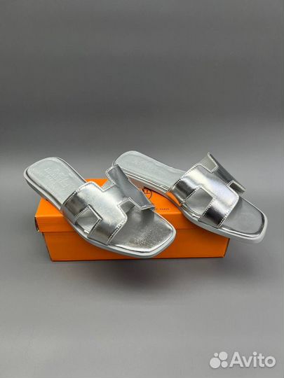 Золотые и серебрянные шлепки Hermes р.36-40