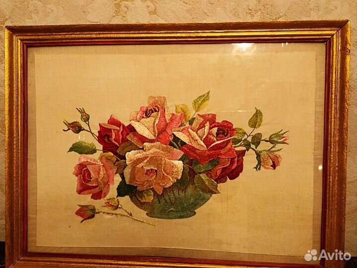 Картина вышивка гладью шёлк 50-е годы