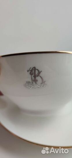 Чайная пара костяной фарфор лвз, ручная роспись