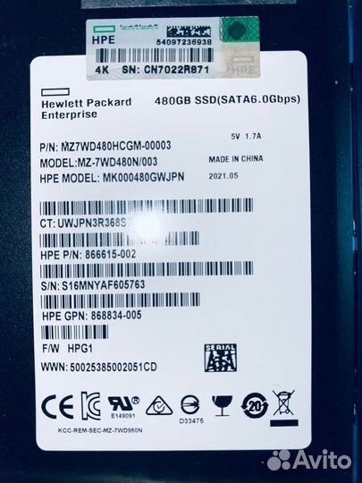 Жесткий диск HP 866615-002 480GB SSD